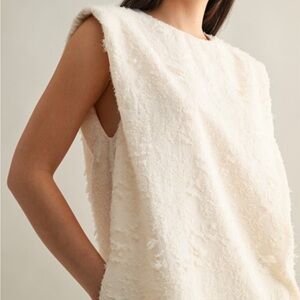 Textured Cream Sleeveless Shift Dress